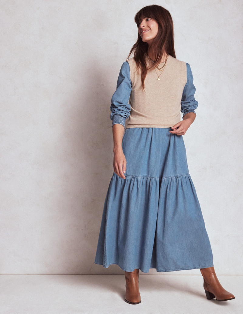 Cecily Denim Midi Dress-Light Vintage Denim 5