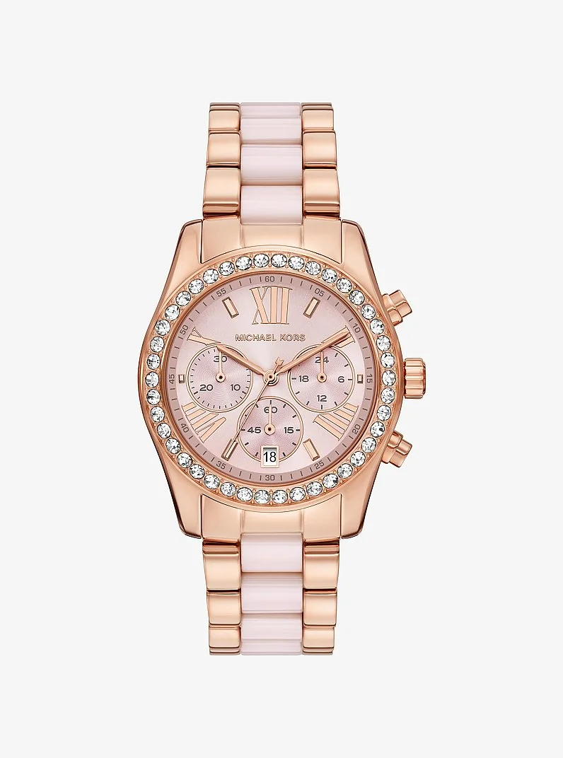 Lexington Pavé Pink-Tone and Ceramic Watch - 1