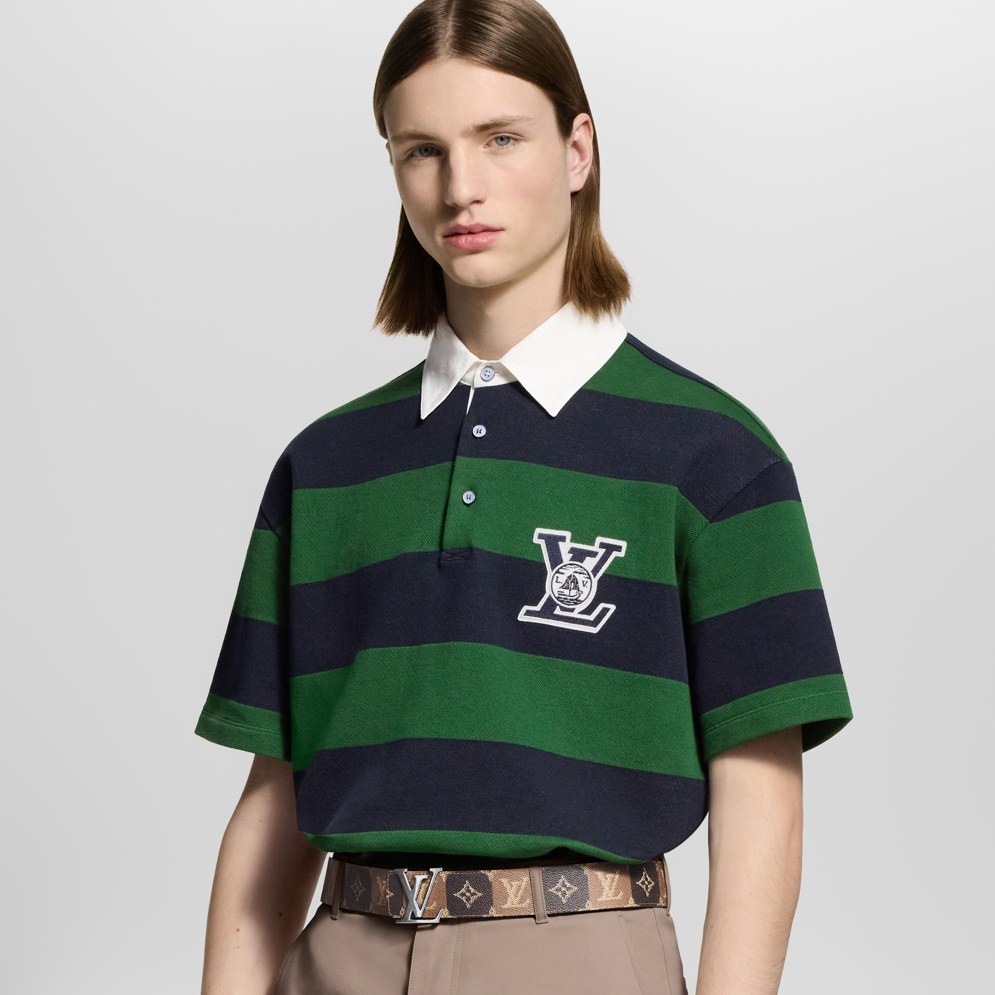 Striped Short-Sleeved Polo Shirt - 2