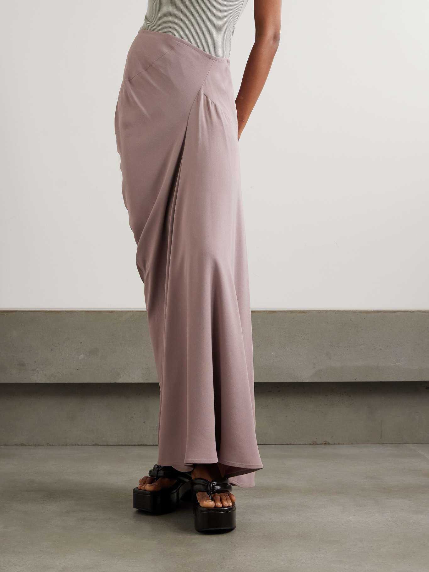 Paneled crepe de chine maxi skirt - 3