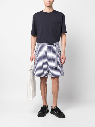 sacai vertical-stripe print cotton shorts outlook