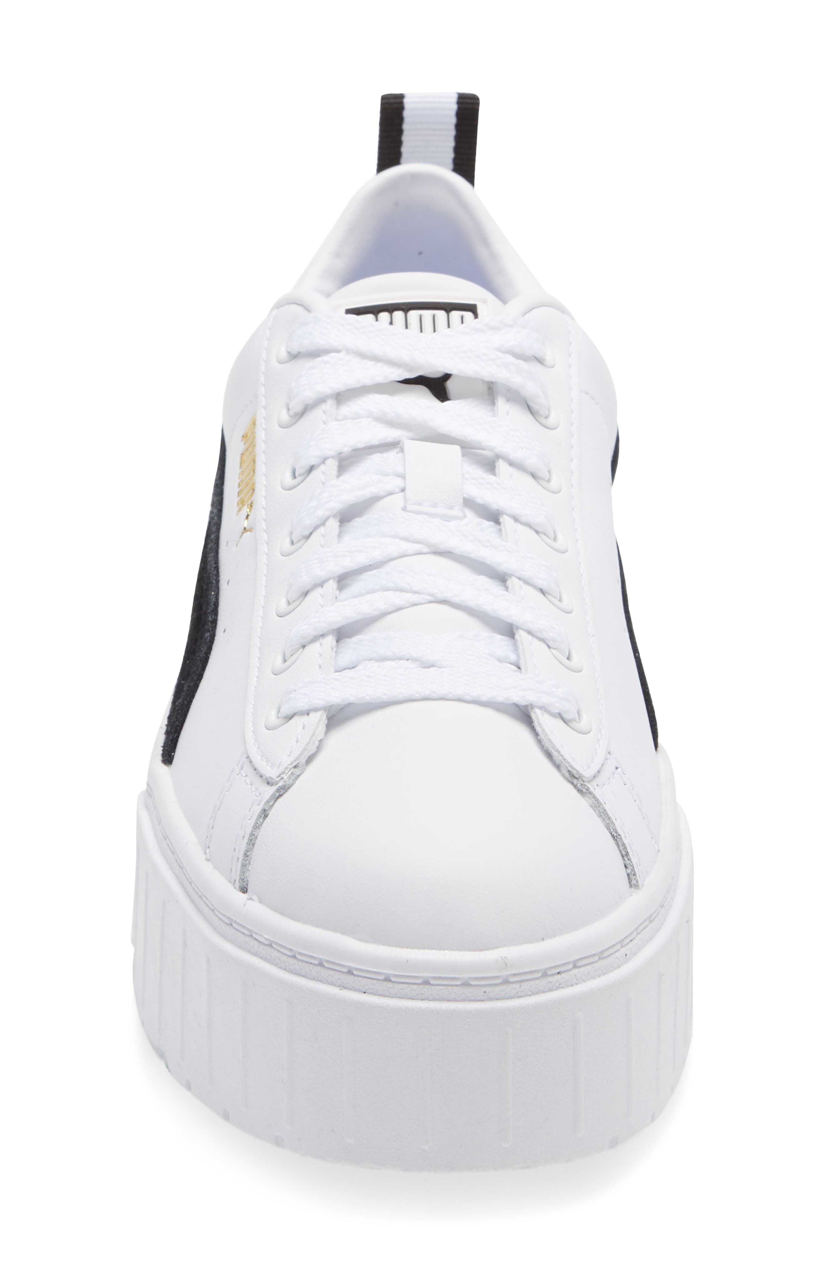 PUMA Mayze Leather Platform Sneaker in Puma White/Puma Black at Nordstrom - 4