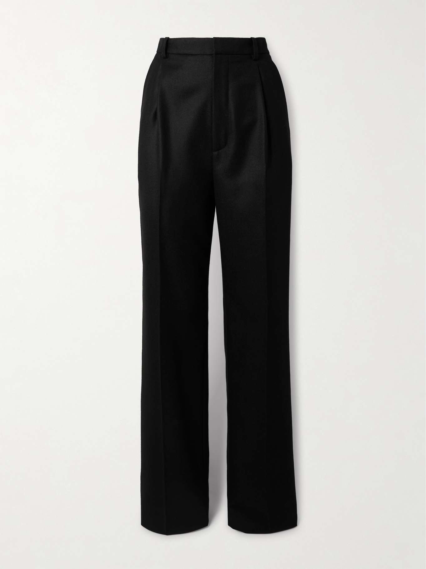 Pleated cashmere-twill wide-leg pants - 1