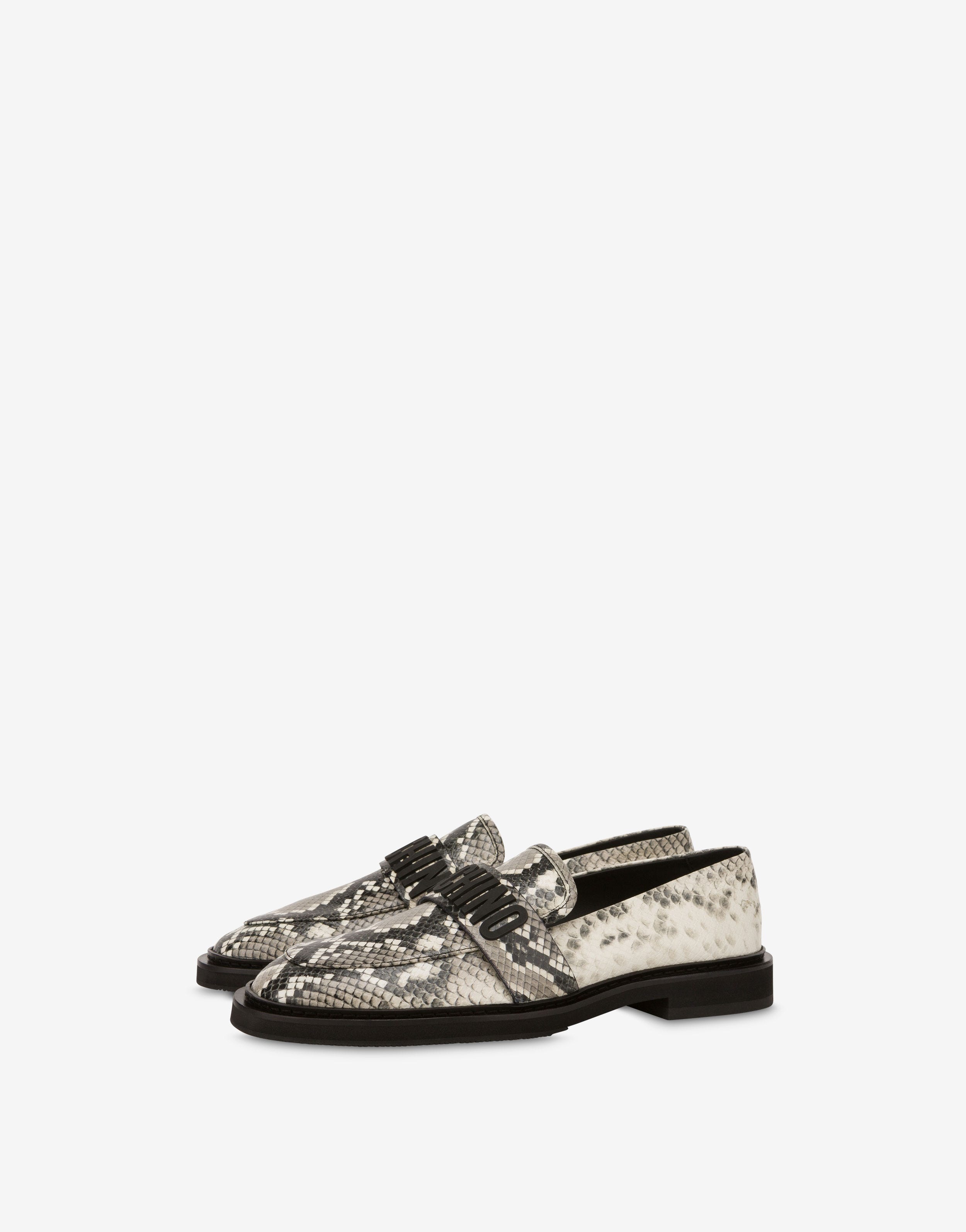 RUBBER LOGO PYTHON-PRINT LOAFERS - 1