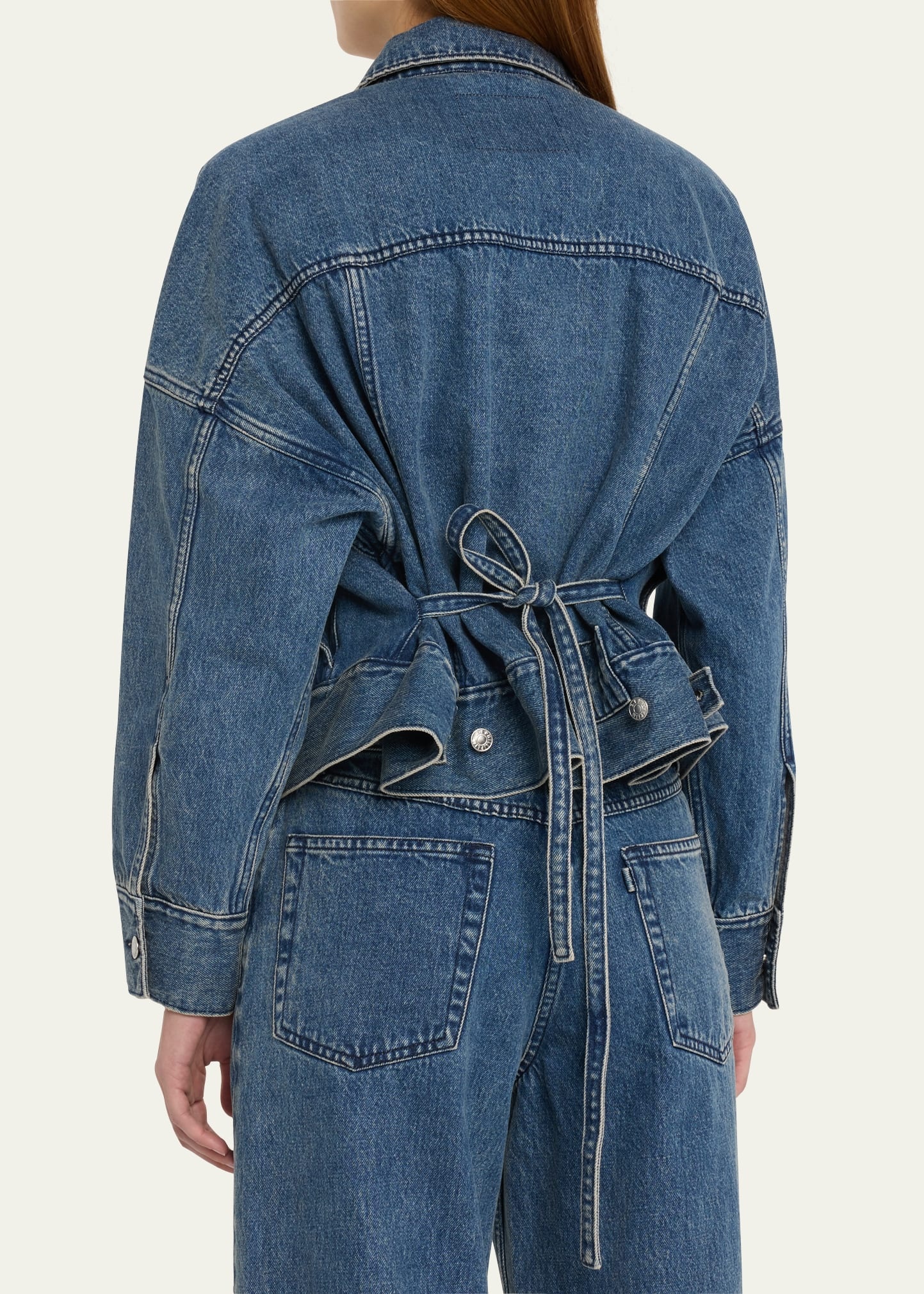 Boxy Self-Tie Denim Jacket - 3