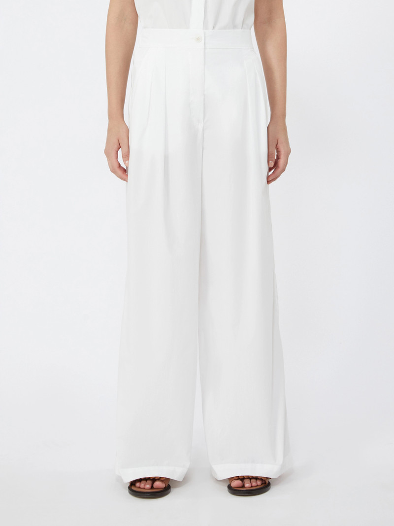 BENDA Wide-leg cotton poplin trousers - WHITE 3