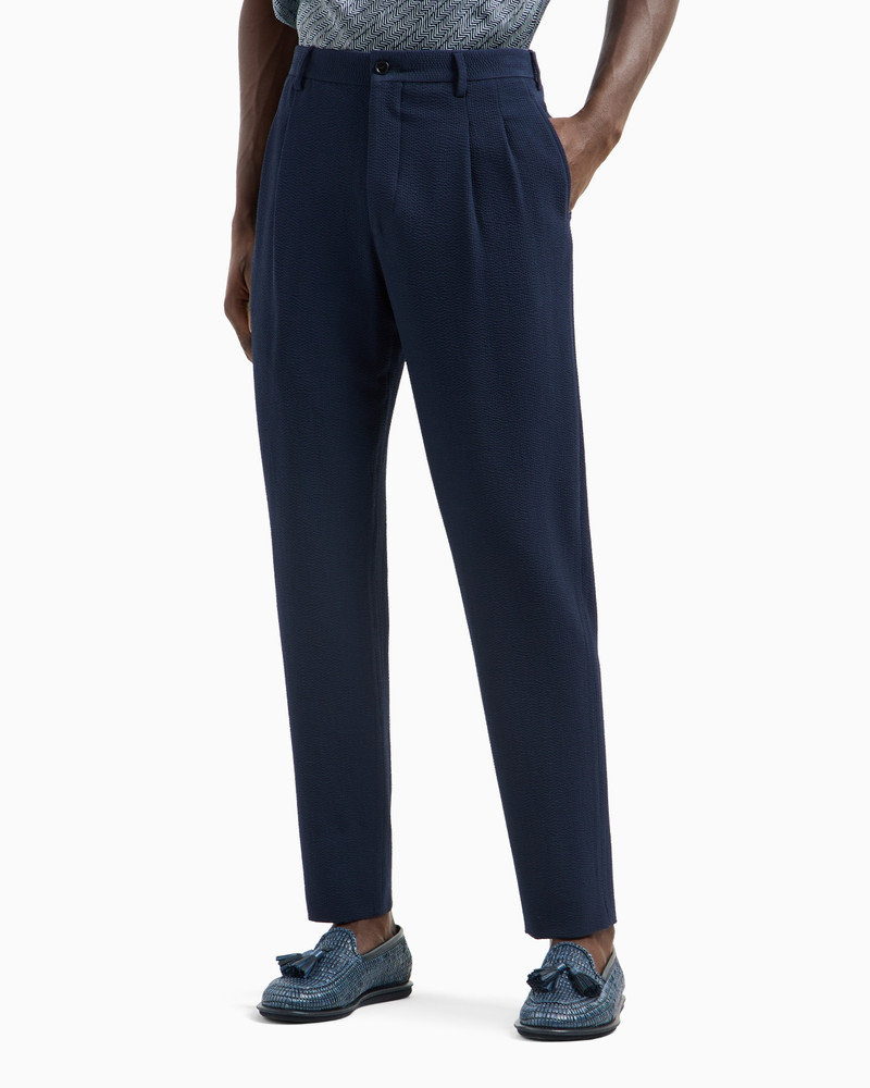 GIORGIO ARMANI WOOL SEERSUCKER DOUBLE-PLEAT TROUSERS outlook