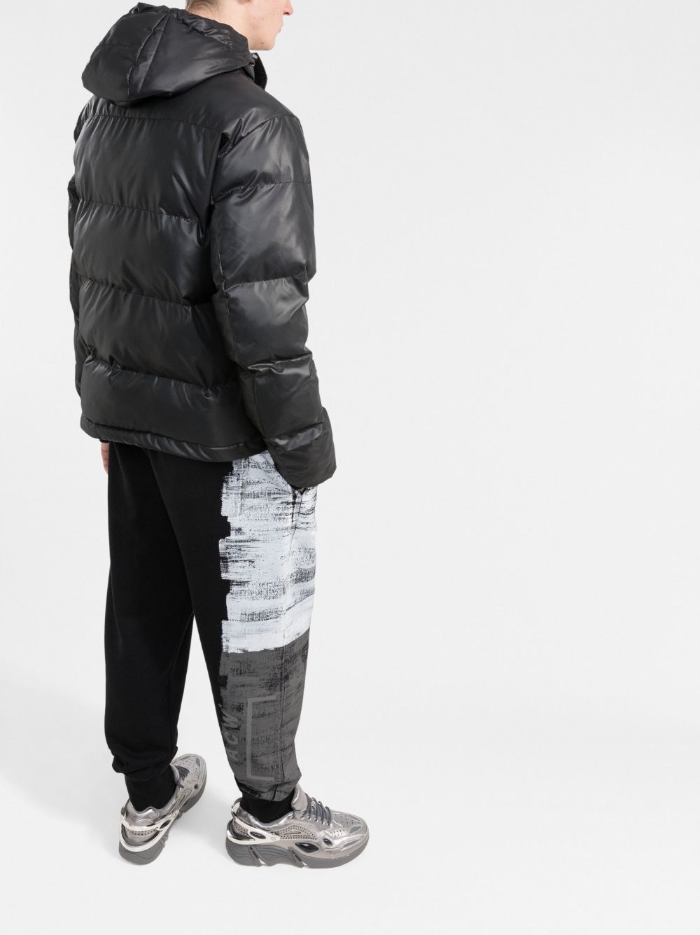 logo-print hooded padded jacket - 4