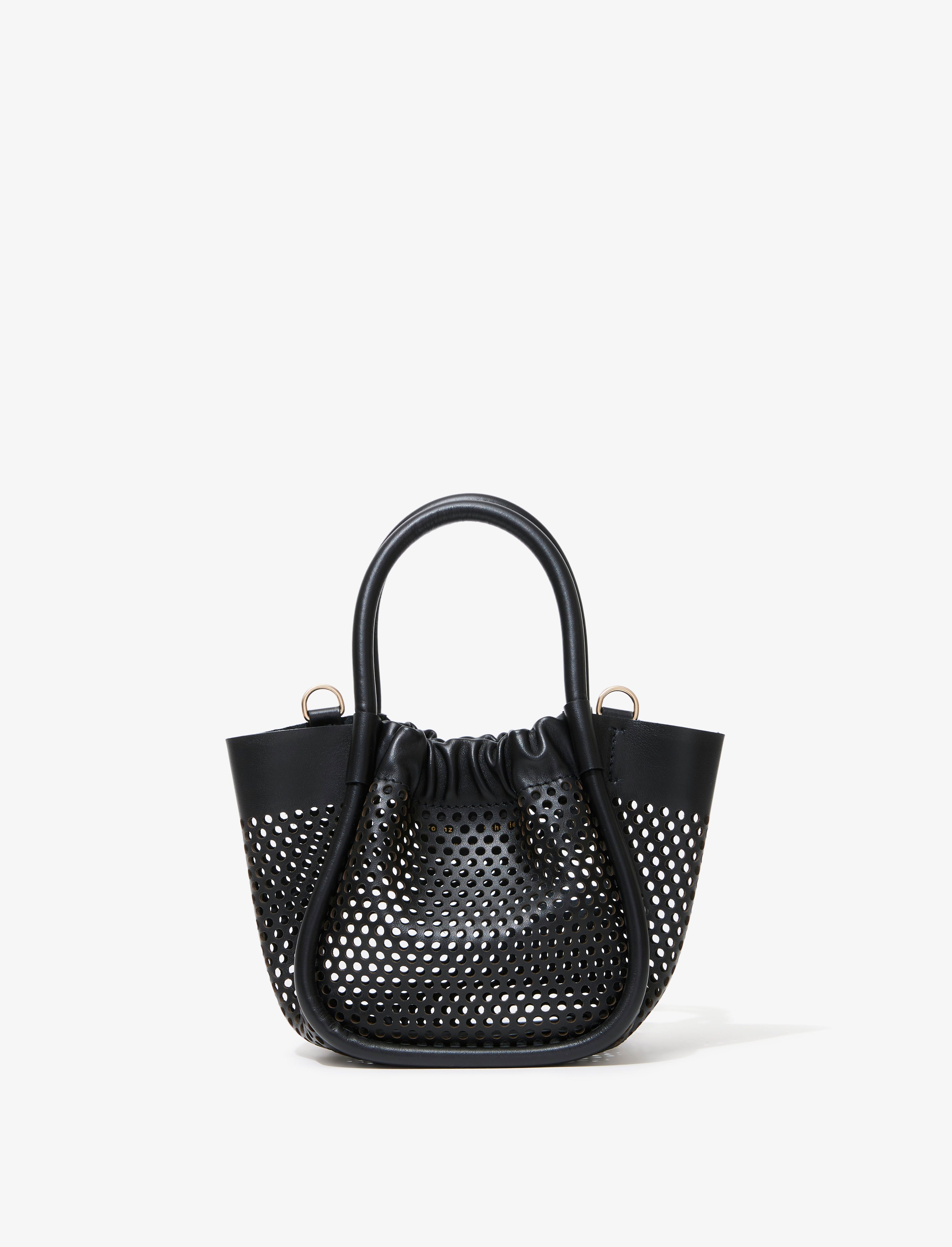 Extra Small Ruched Tote in Perforated Leather - 4