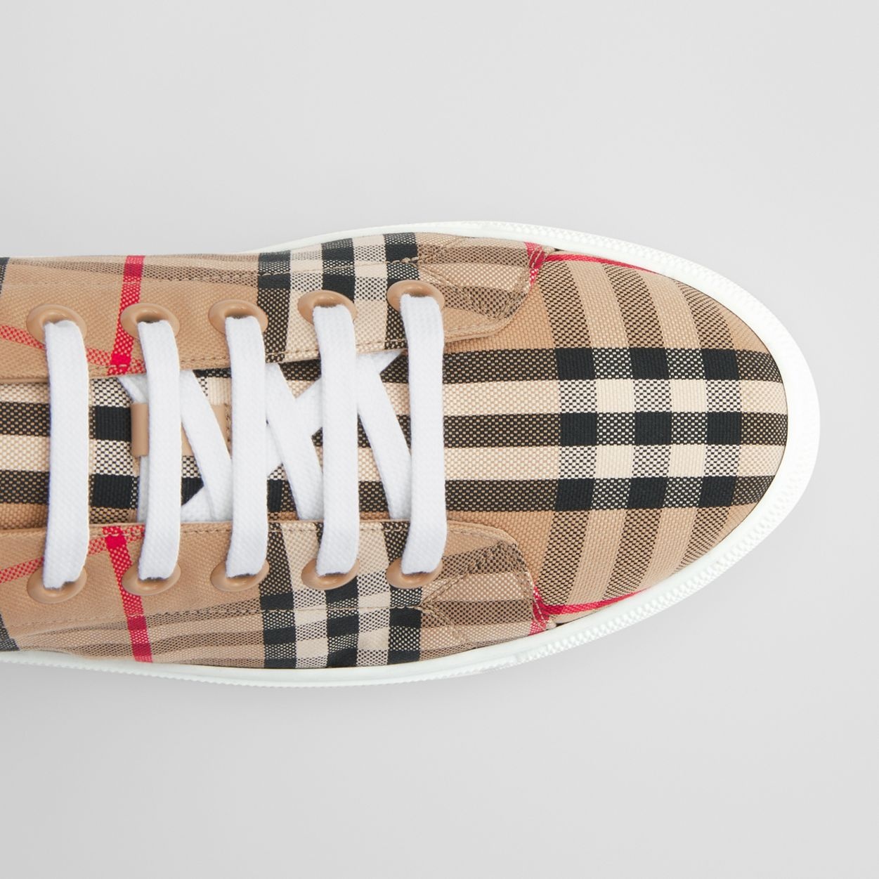 Vintage Check and Leather Sneakers - 3