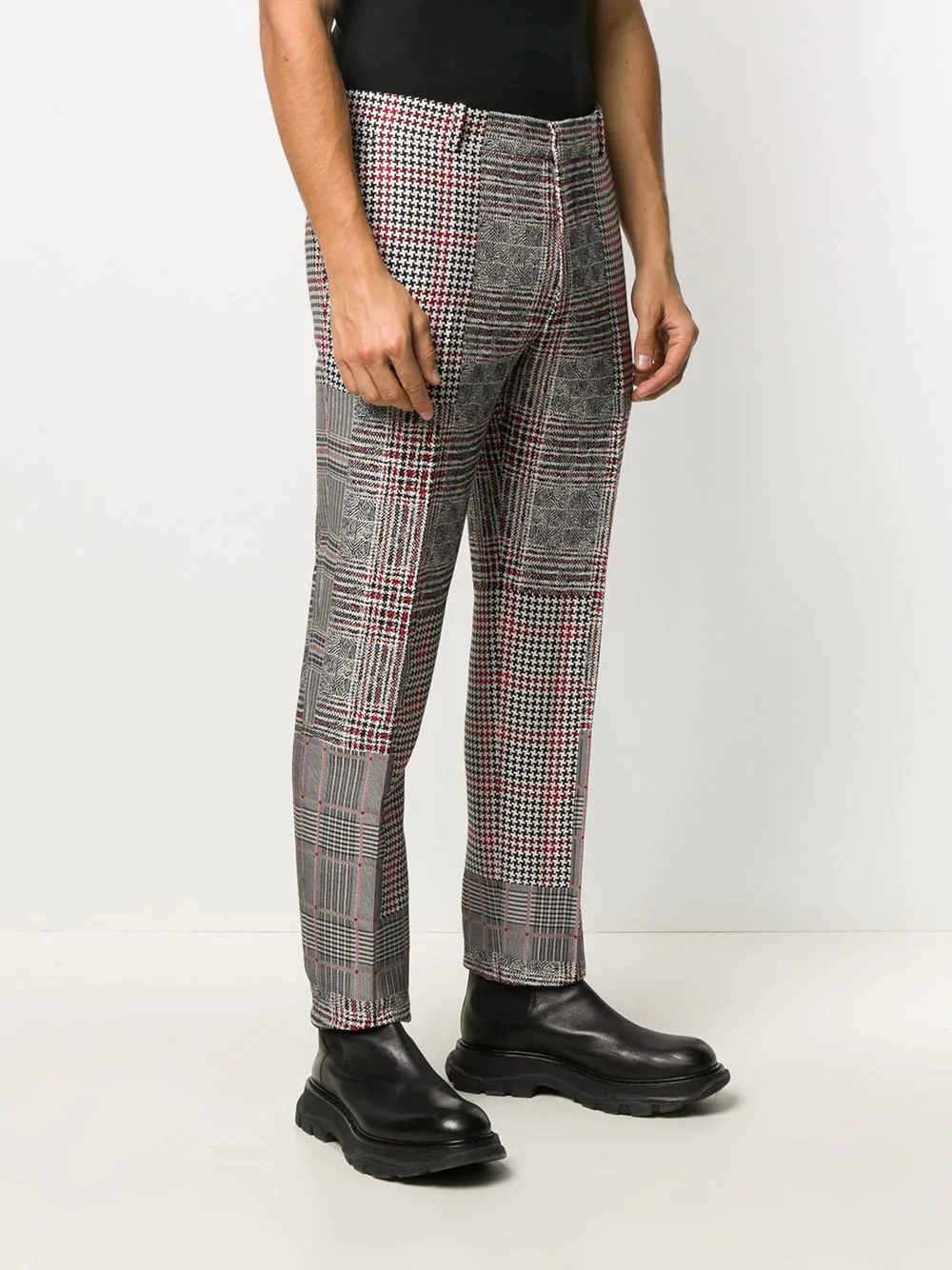 patchwork prince of wales trousers - 3