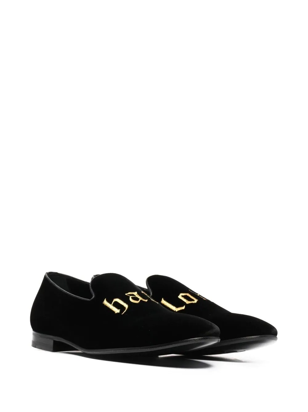 embroidered velvet loafers - 2