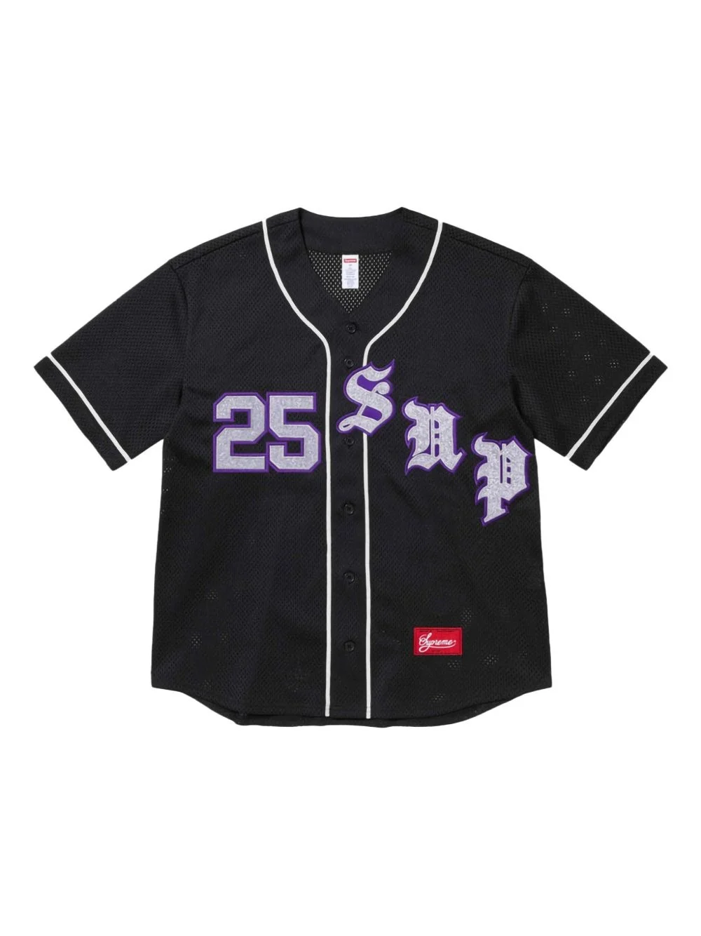Old English "SS 25 - Black" baseball jersey - 1