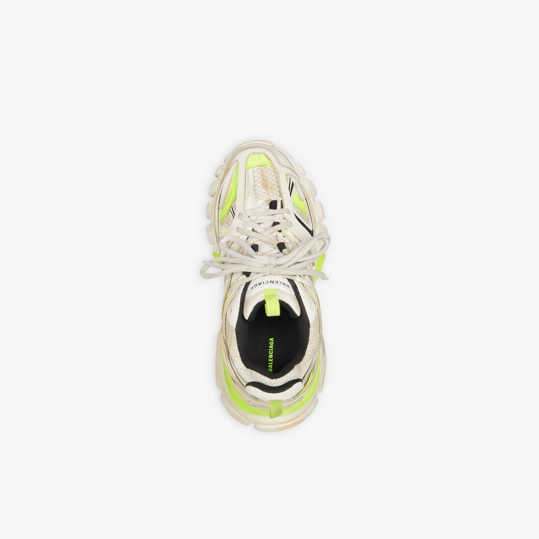 Men's Track Sneaker Worn Out in White/fluo Yellow - 5