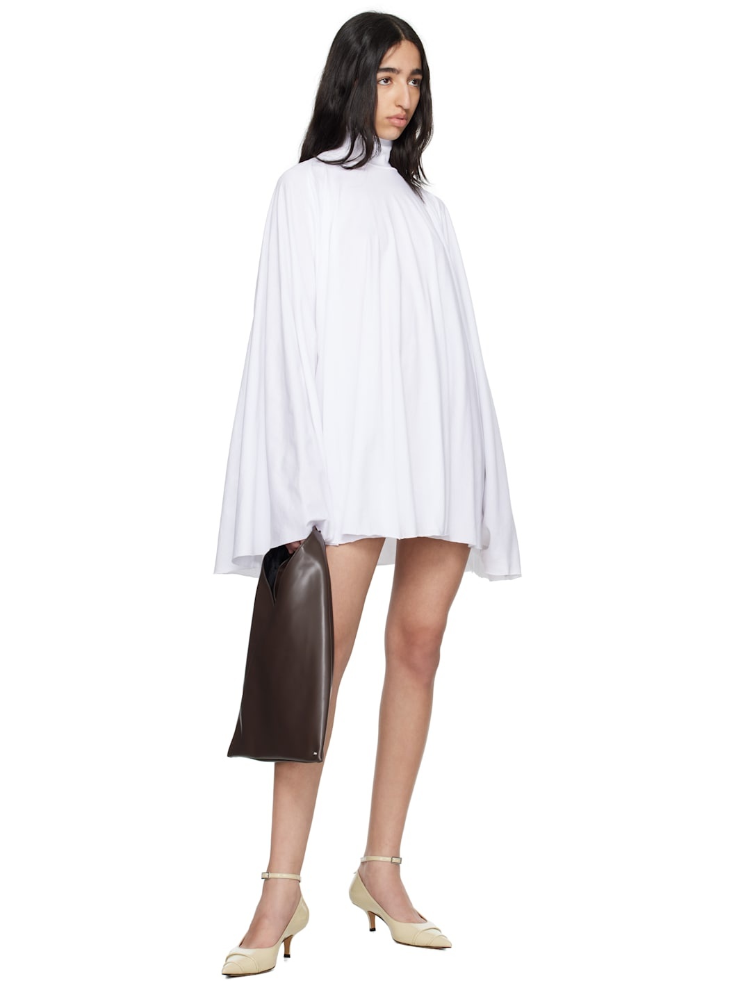 White Basic Jersey Minidress - 4