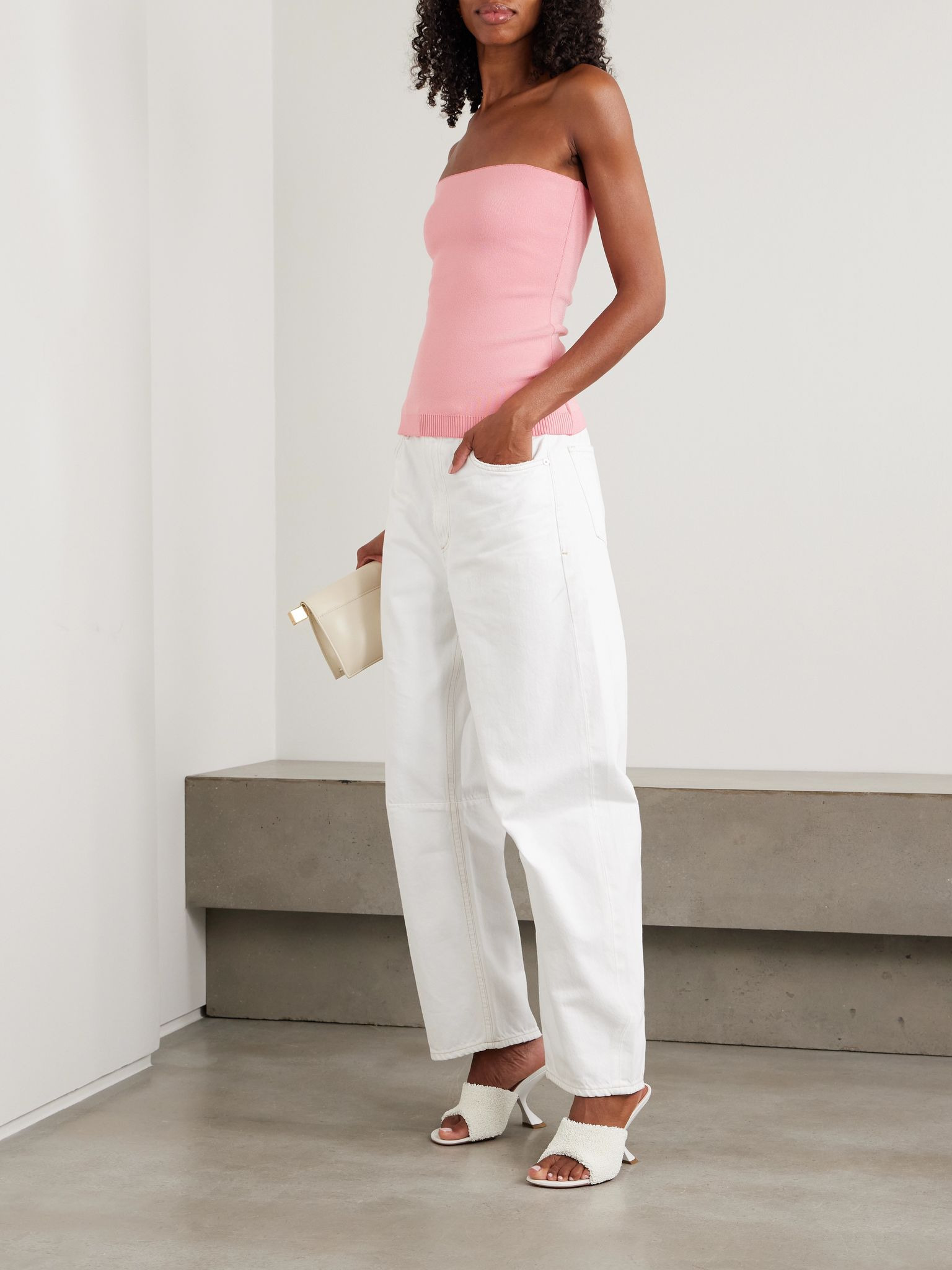 Sera knitted bandeau top Pastel pink - 2