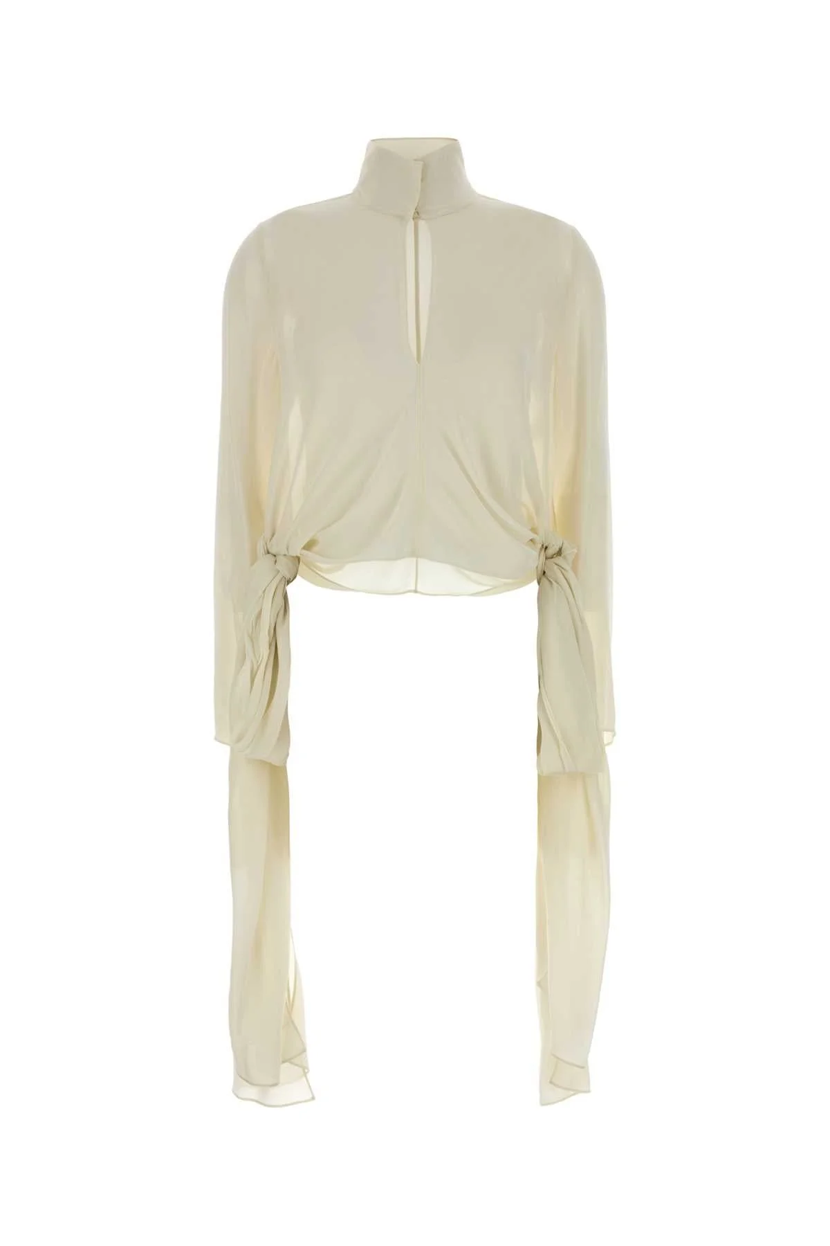 Alaia Women Cream Crepe Blouse - 1