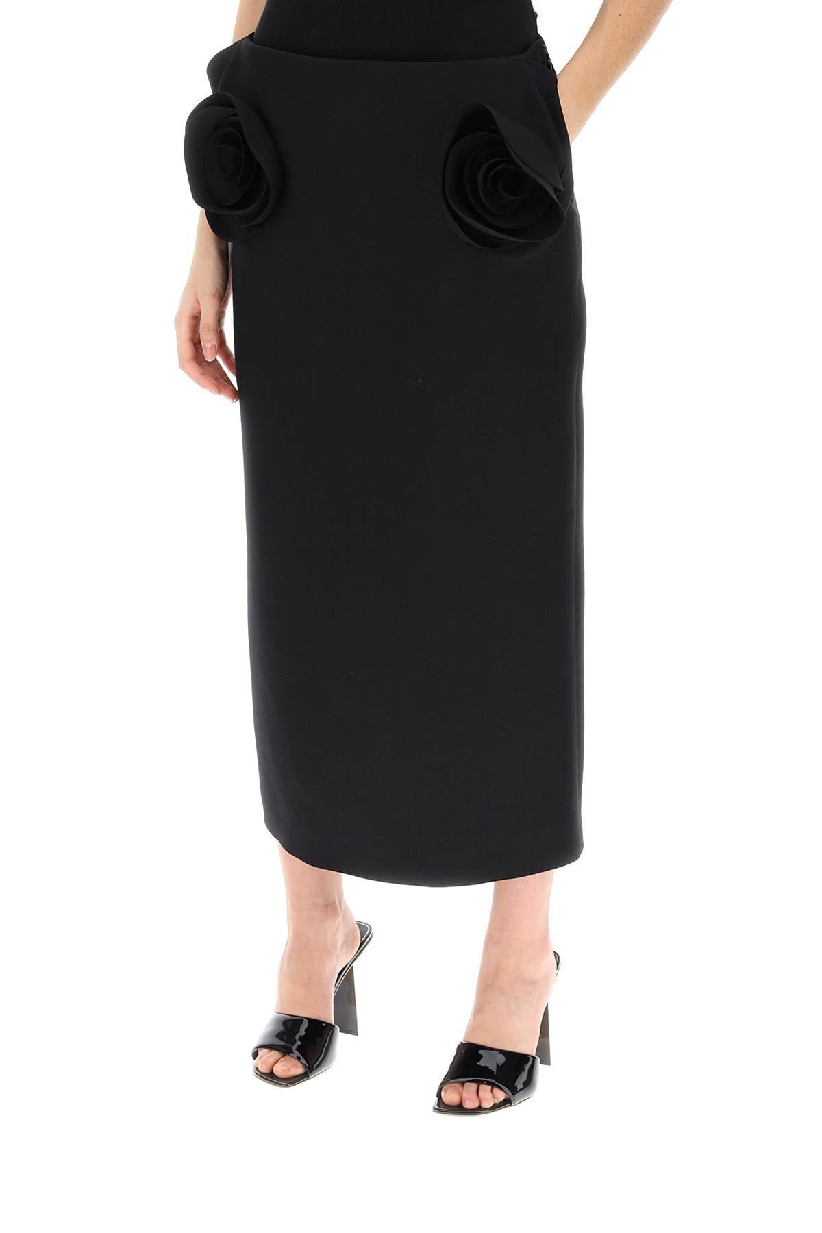 CREPE COUTURE PENCIL SKIRT WITH ROSE APPLIQUÉS - 5