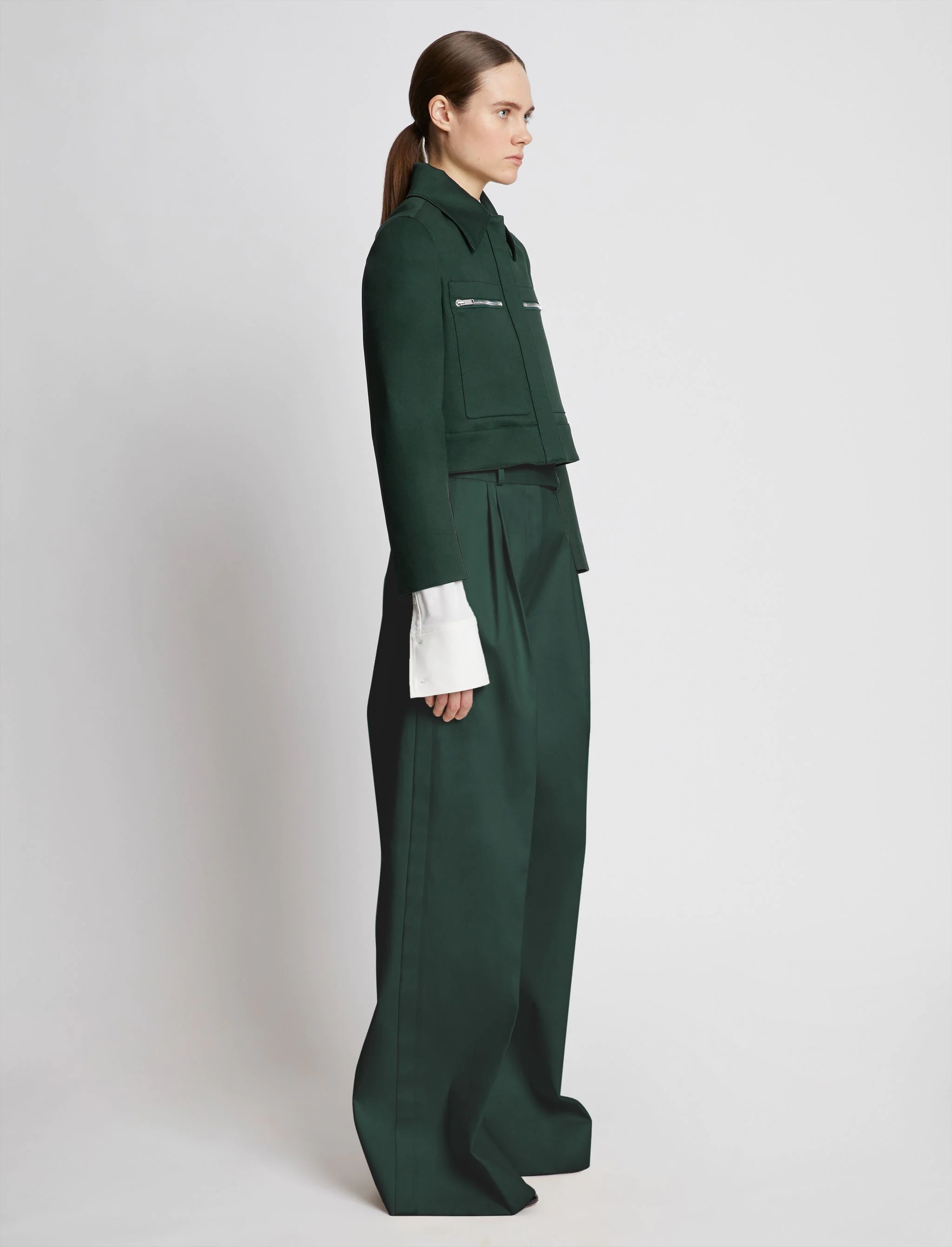 Cotton Gabardine Cropped Jacket - 4