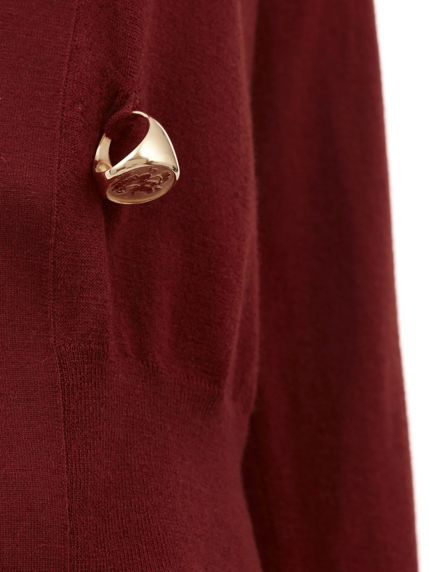 Signet ring cashmere-blend cardigan - 4