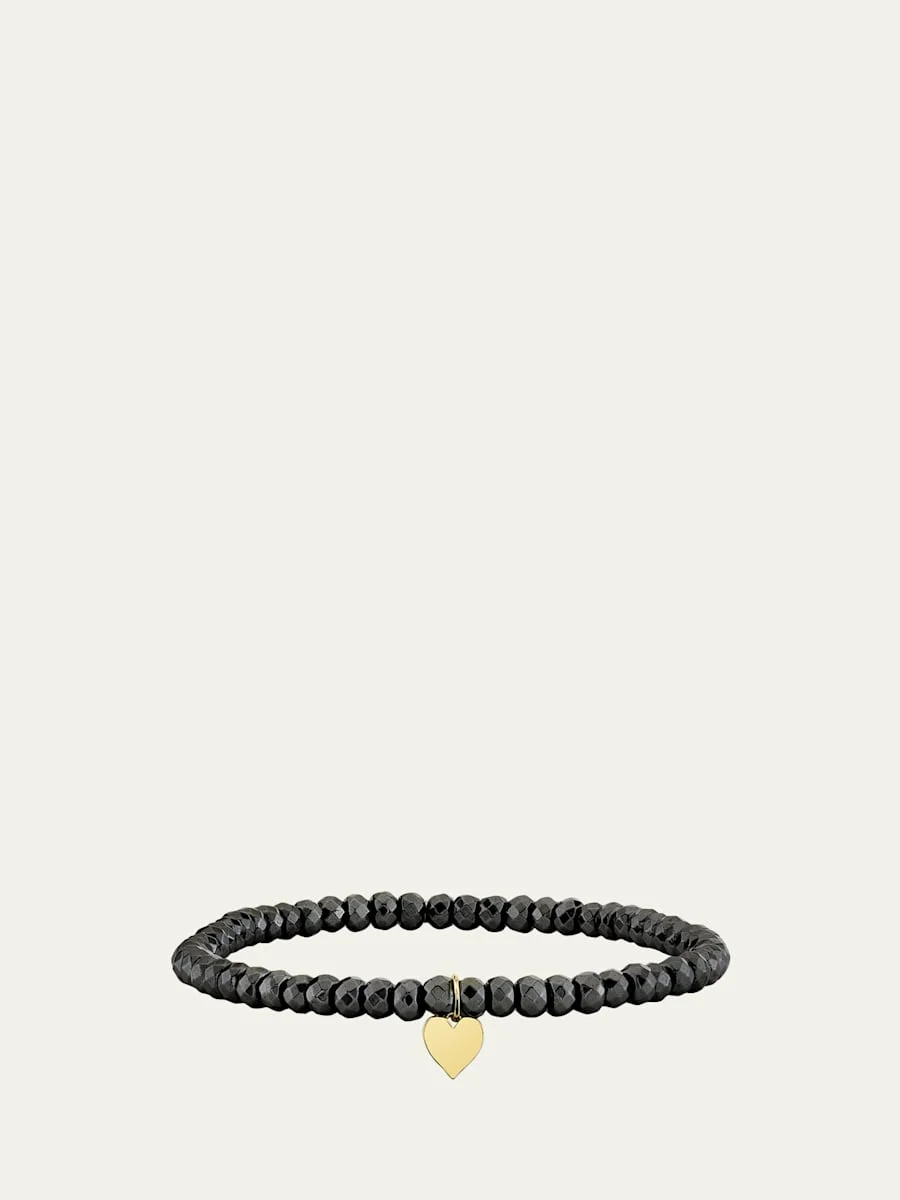 14K Tiny Pure Heart Charm on Stretch Bracelet - 1