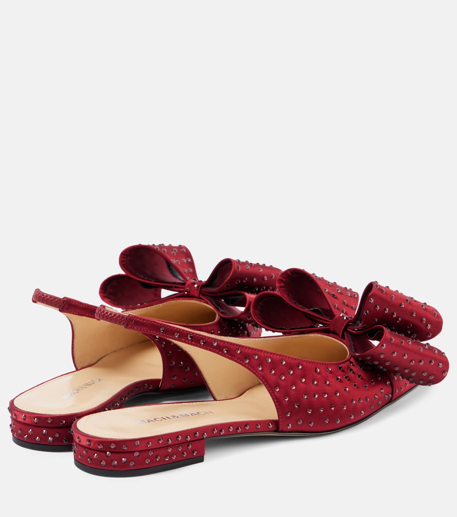Le Cadeau embellished satin slingback flats - 2