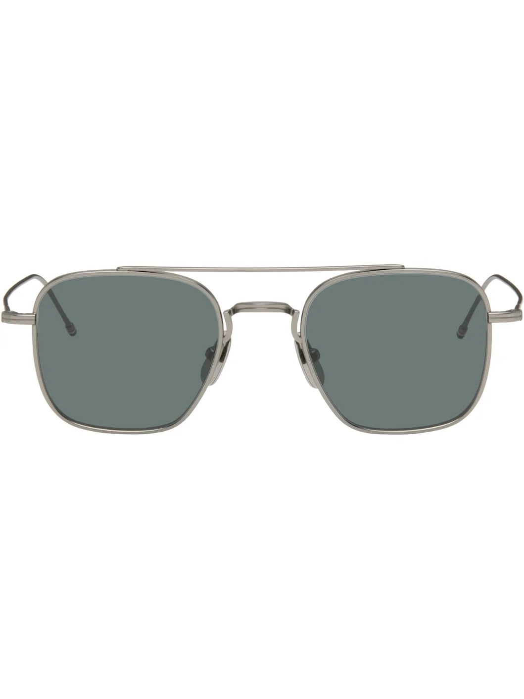 Silver Titanium Squared Aviator Sunglasses - 1
