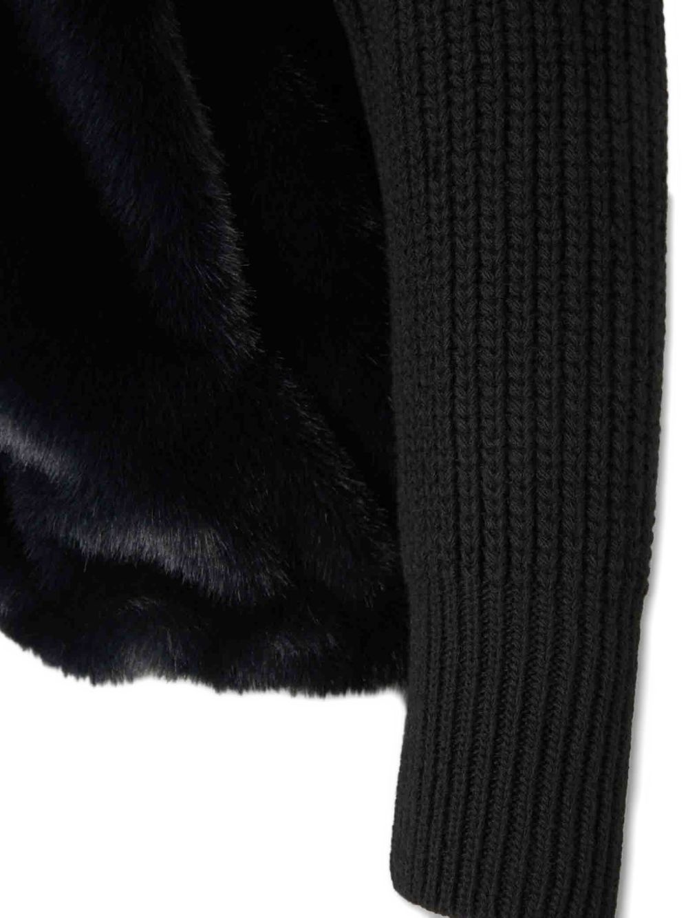 faux fur ribbed-cuff jacket - 4