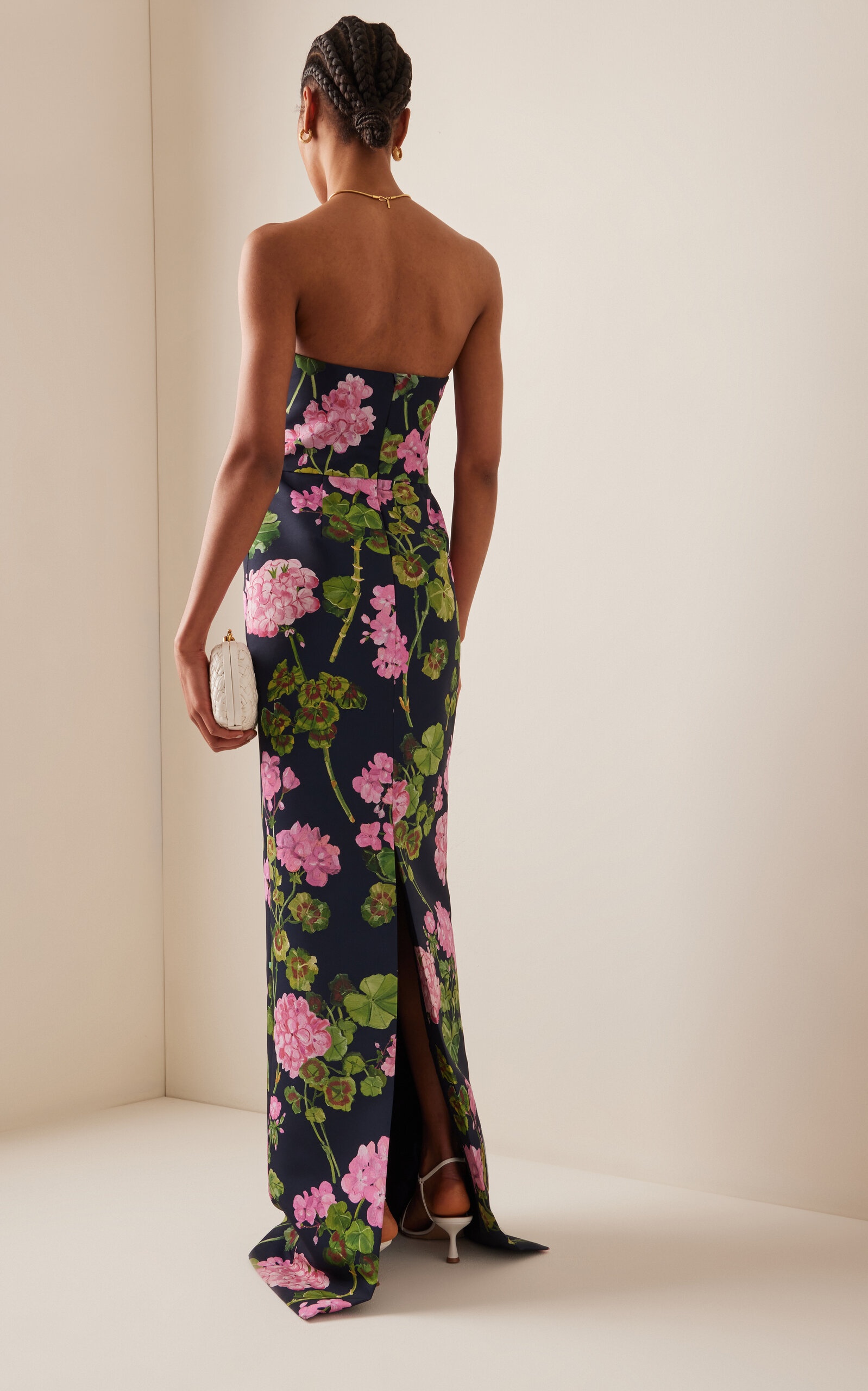 Floral-Printed Faille Gown navy - 4