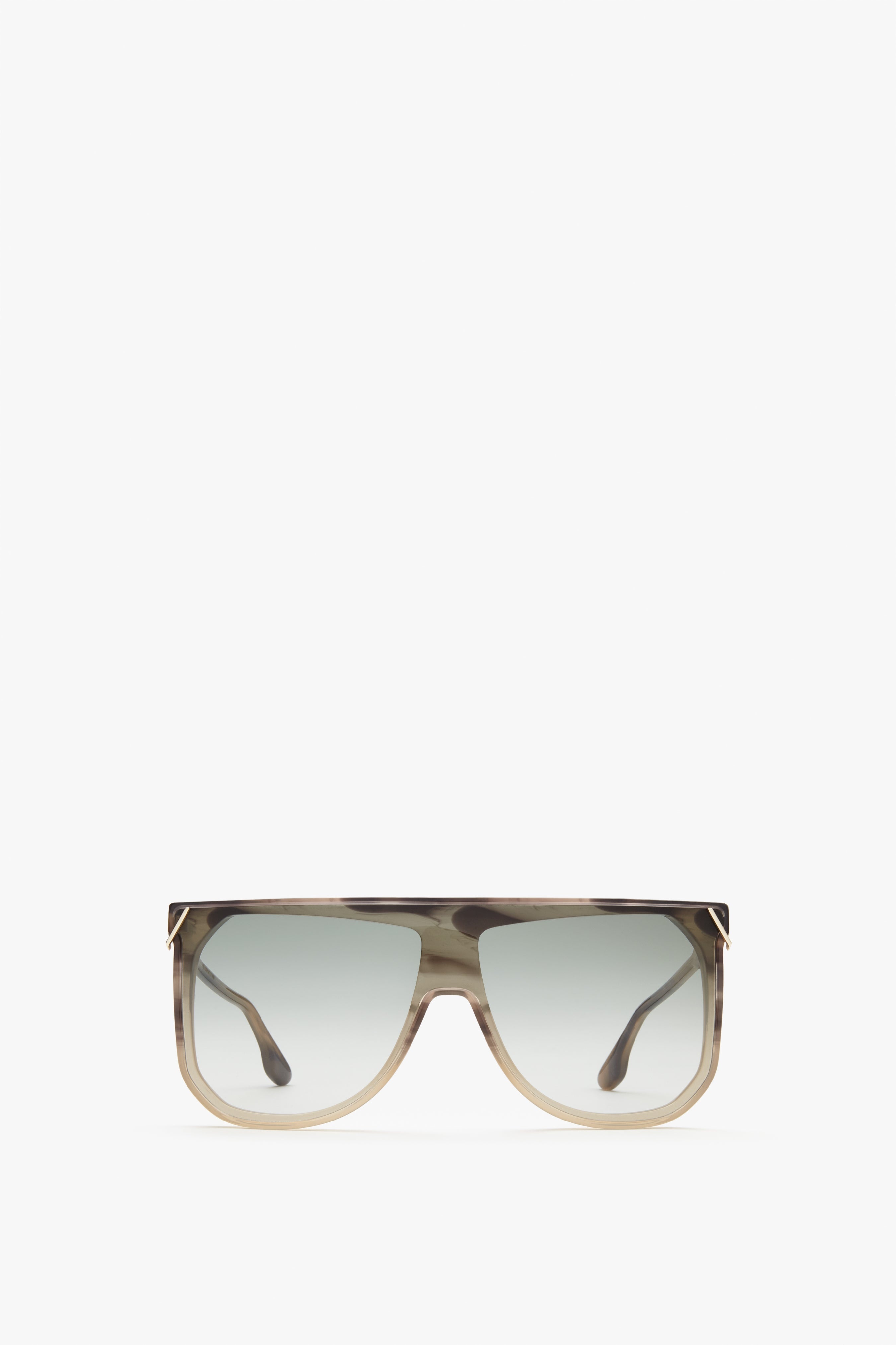 Classic Flat Top V Sunglasses in Striped Brown - 1
