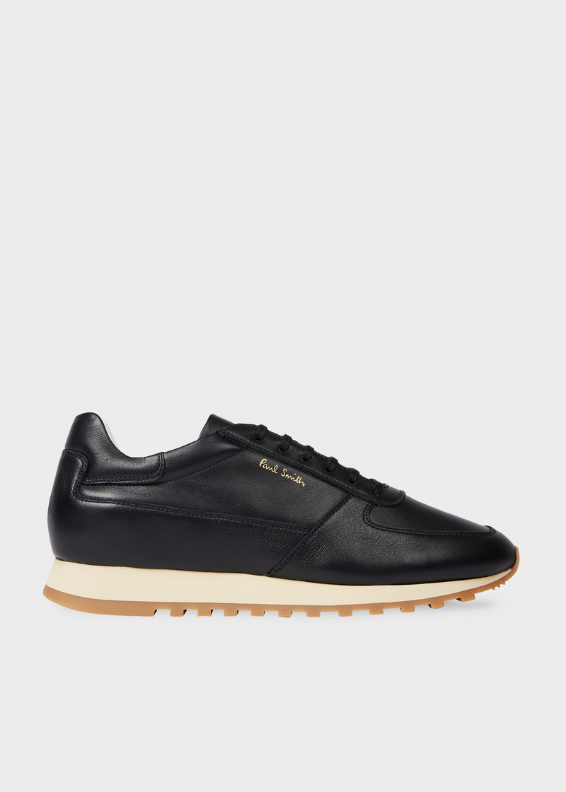 Women's Black 'Velo' Leather Retro Trainers 1