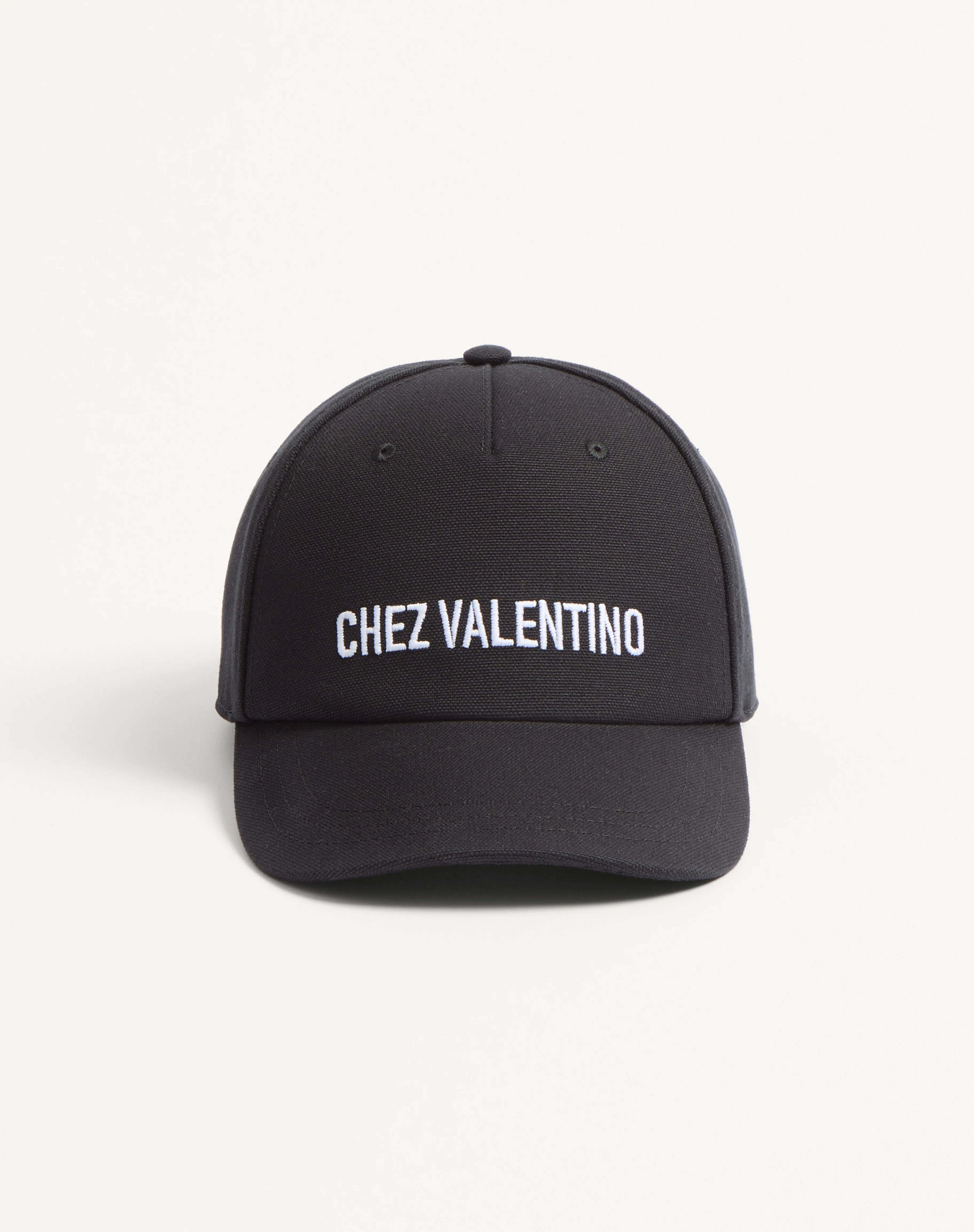 CHEZ VALENTINO COTTON BASEBALL CAP WITH EMBROIDERY - 1