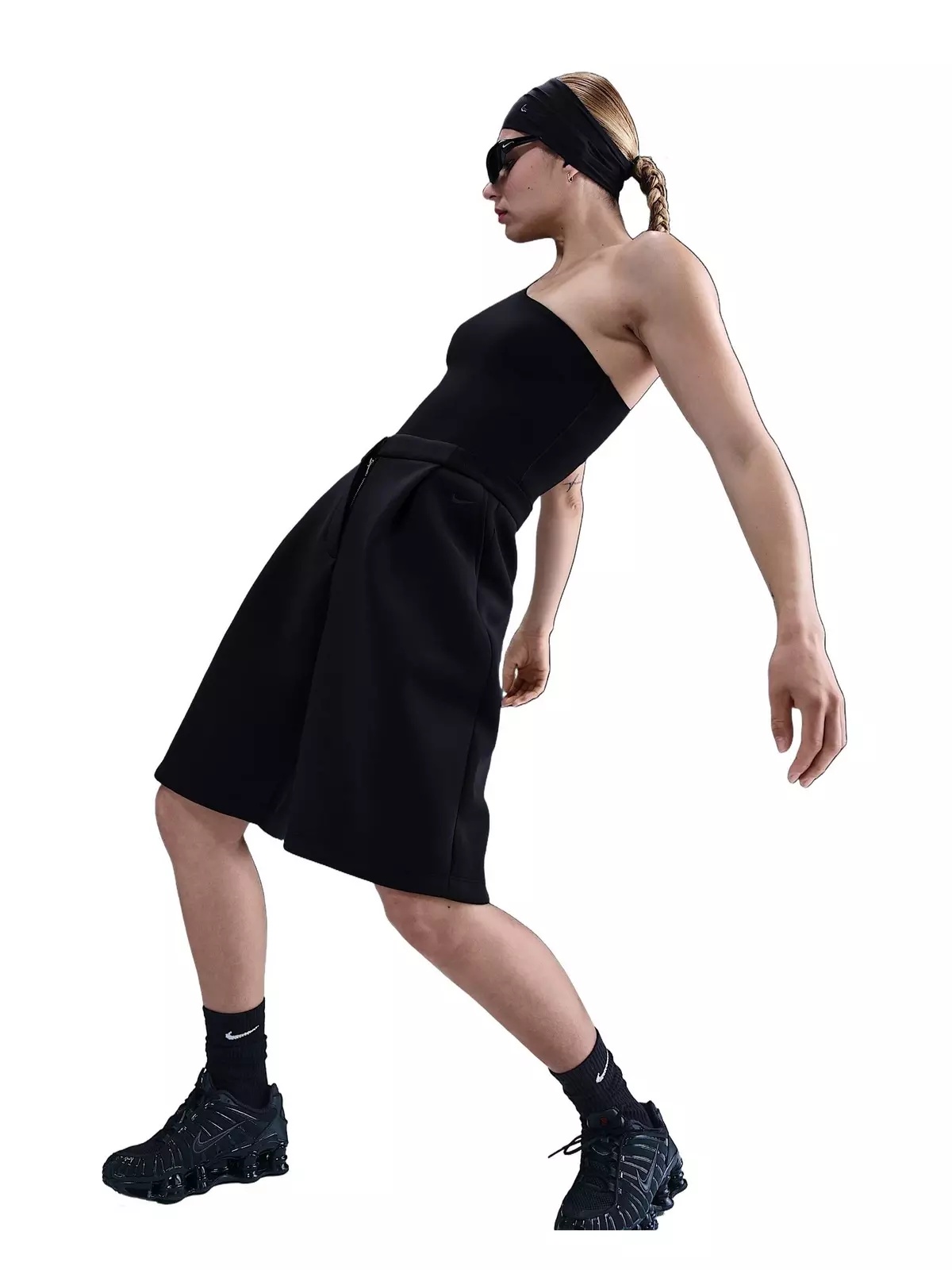 Women's Sportswear Modern Fleece Mid-Rise Loose Shorts -Black - 3