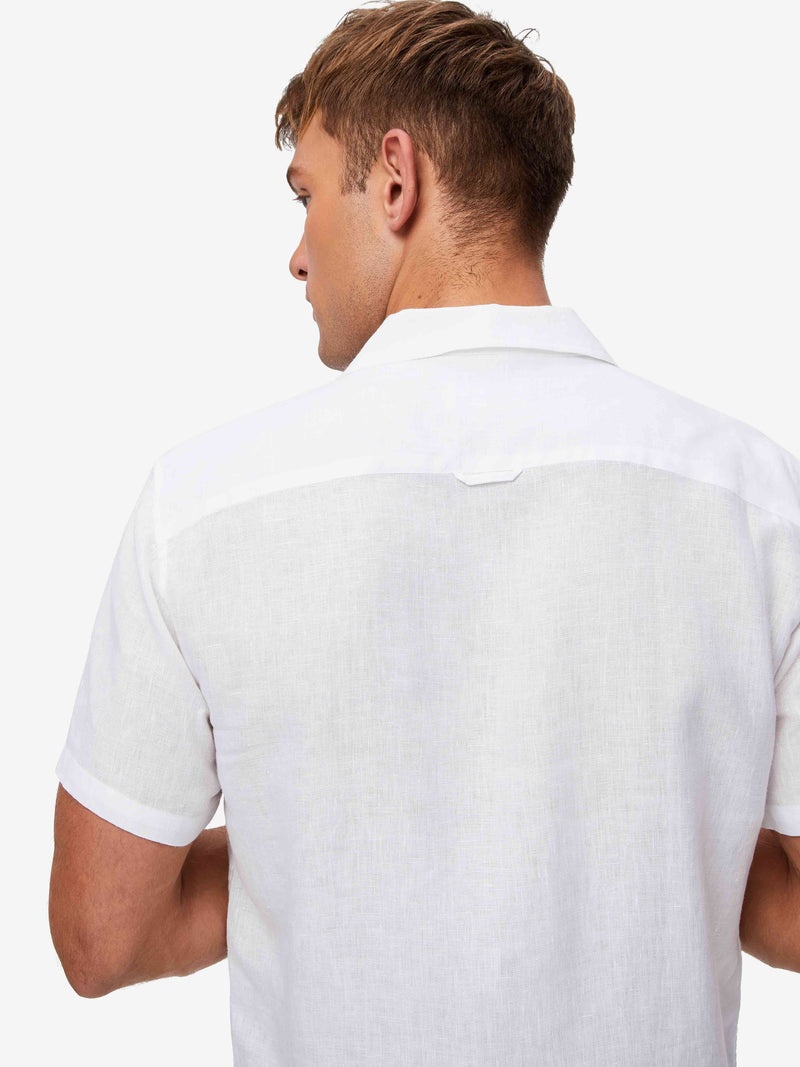 Men's Short Sleeve Shirt Monaco Linen White - 6
