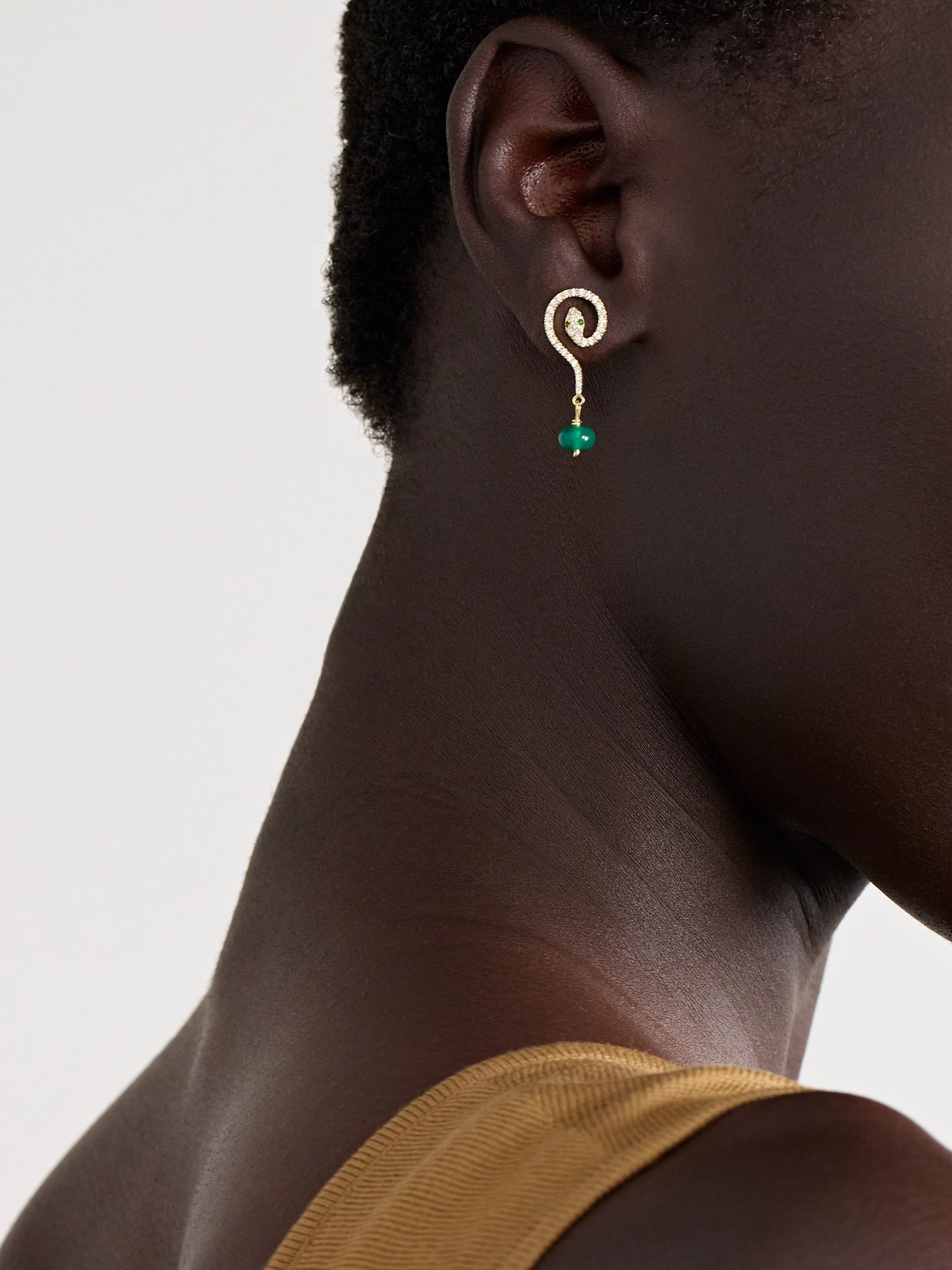 Serpent Coil 18-karat gold multi-stone earrings Green - 2
