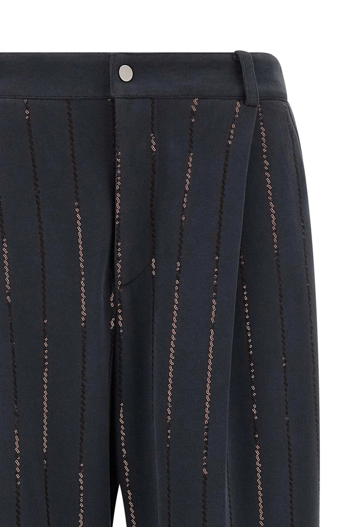 Brunello Cucinelli Women 'Dazzling Chalk Stripe Embroidery' Joggers - 3