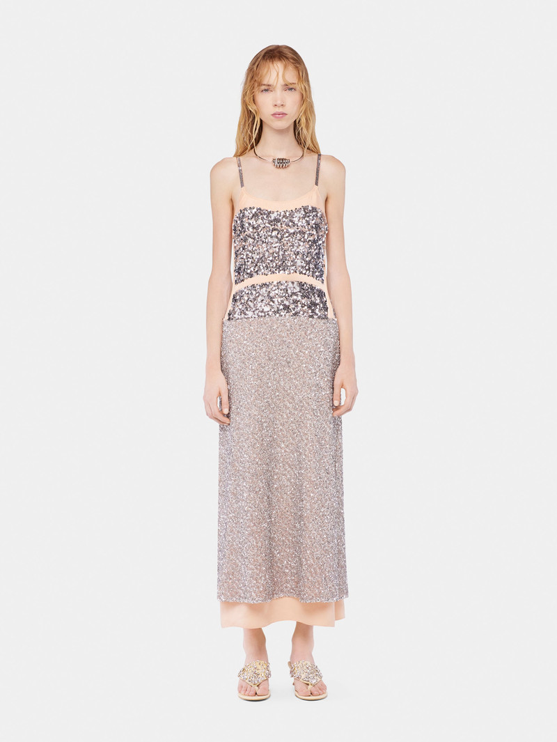 CHIFFON DRESS WITH SILVER SEQUINS 1