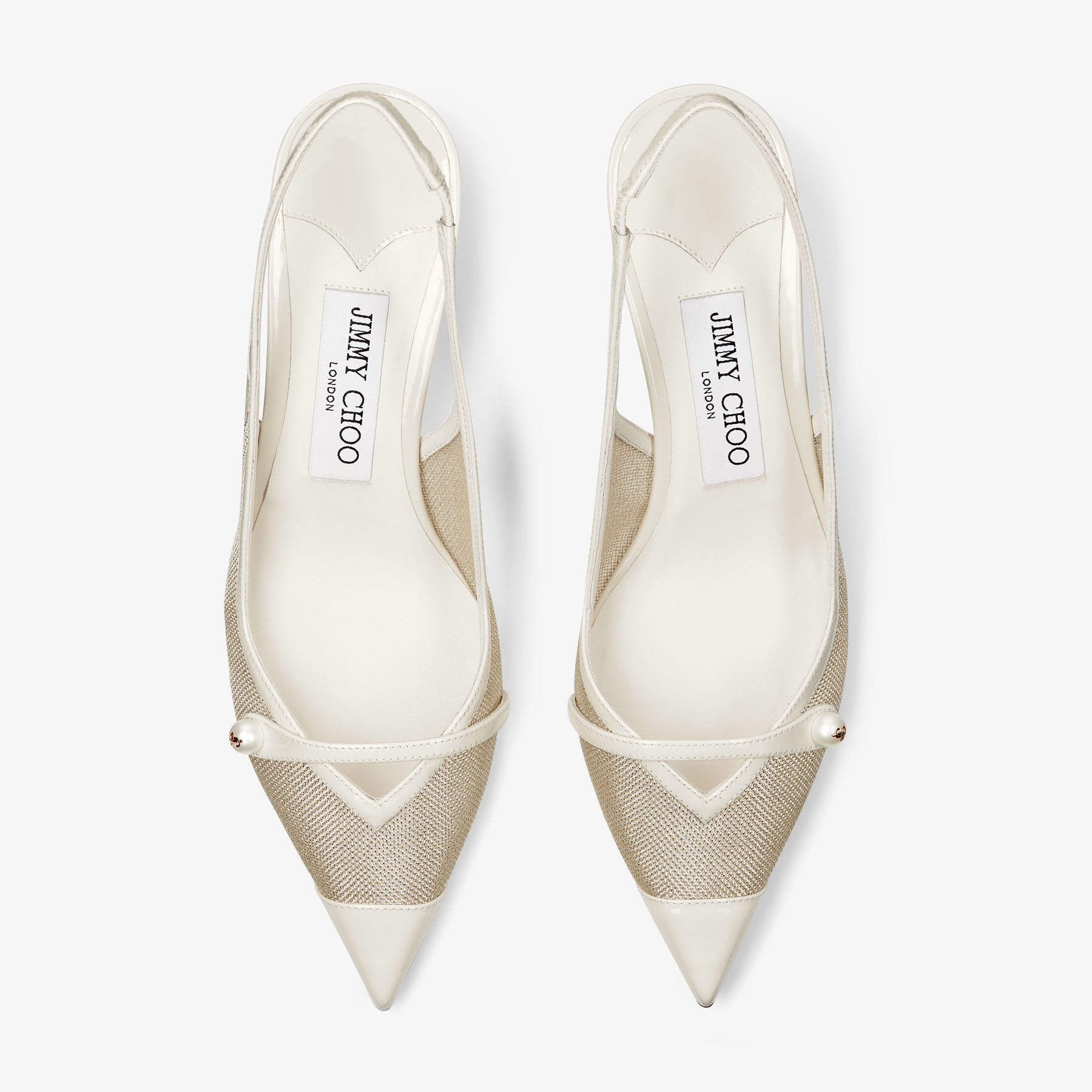 Amita 45
Latte and Champagne Patent and Metallic Mesh Sling Back Pumps - 4
