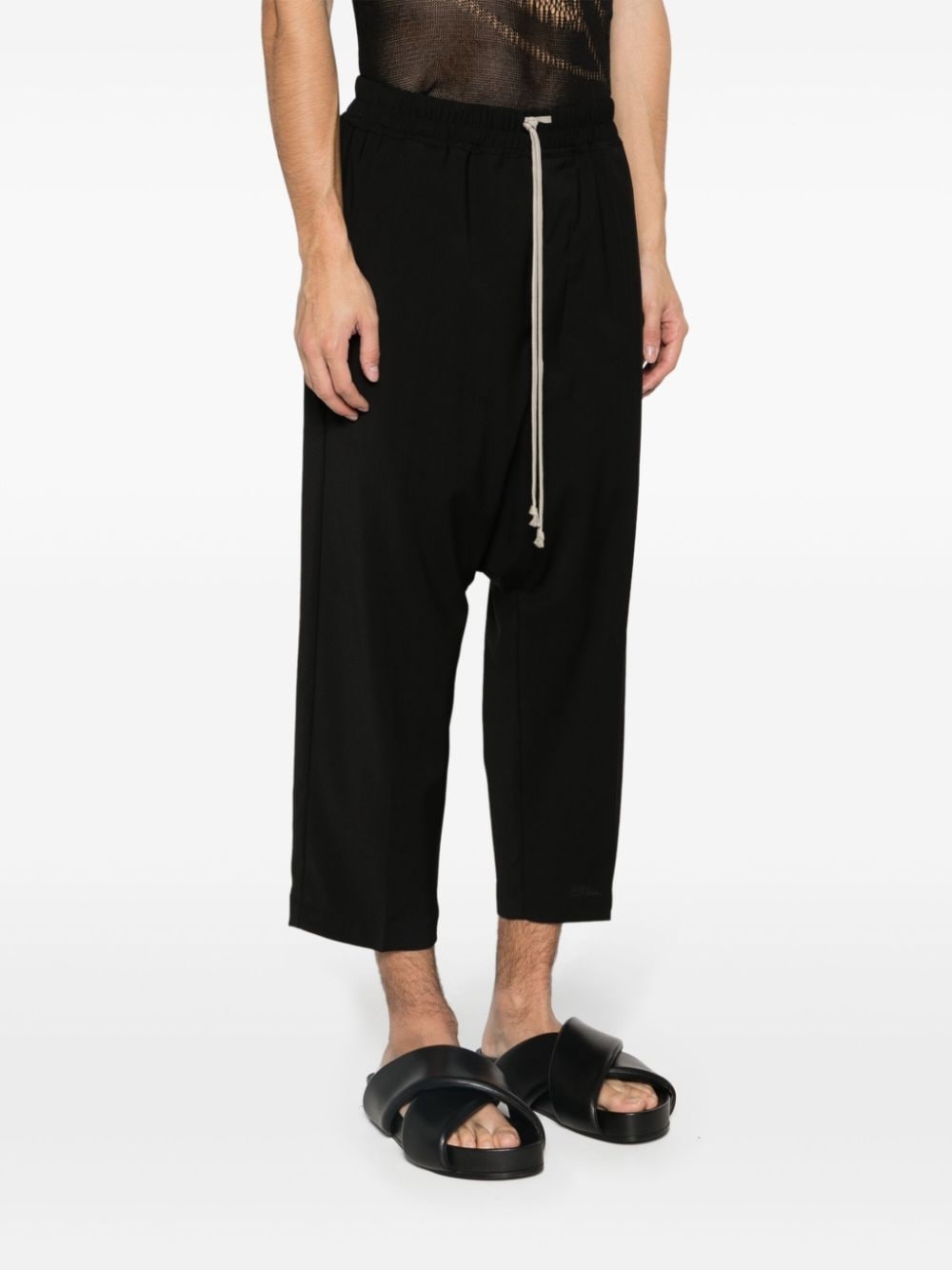 drawstring-waist cropped trousers - 3