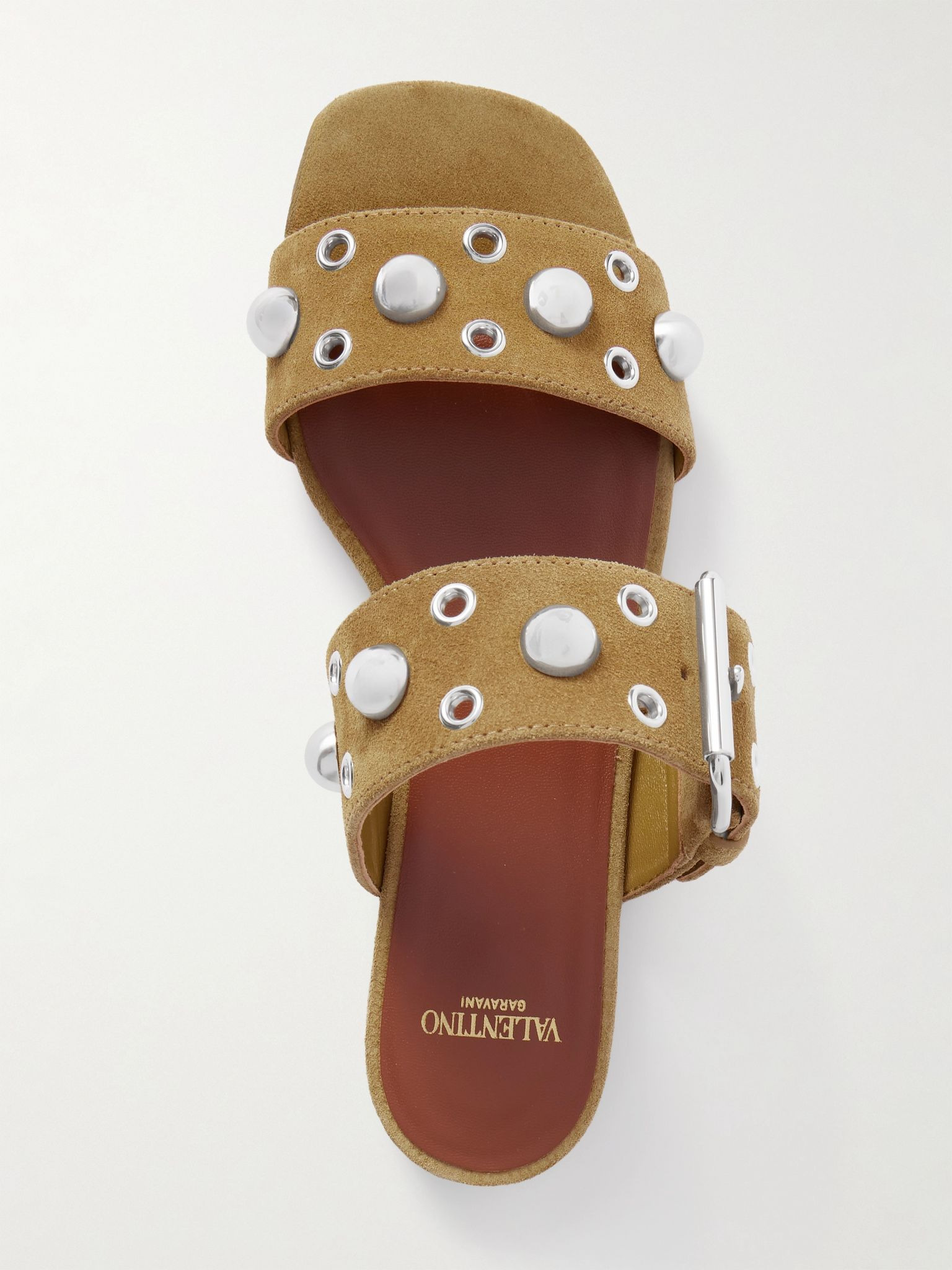 Nellcôte embellished suede slides Tan - 5