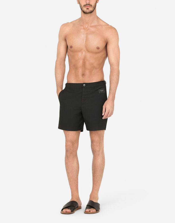 Mid-length swim shorts with branded plate - 2