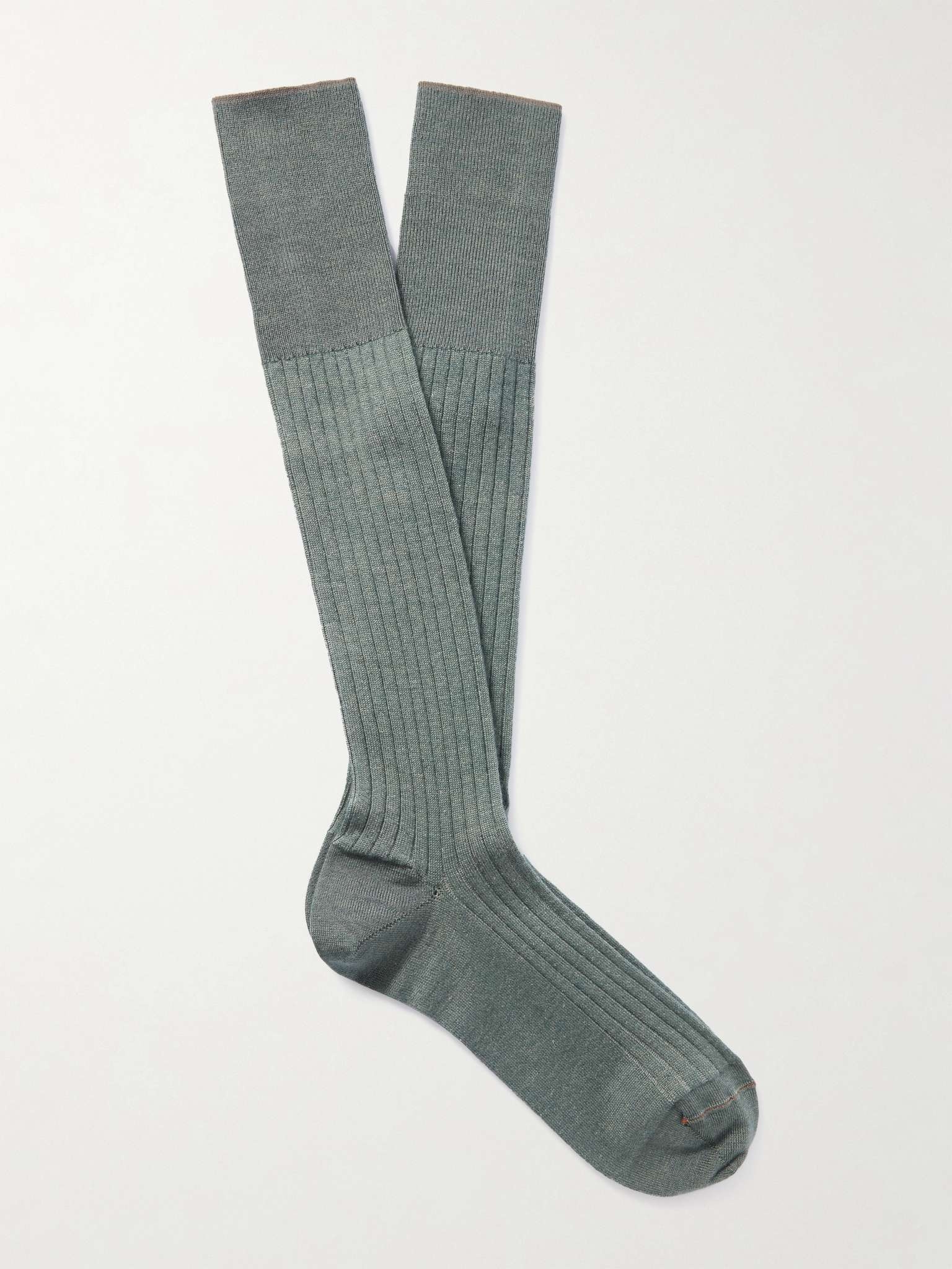 Ribbed Cashmere and Silk-Blend Socks - 1