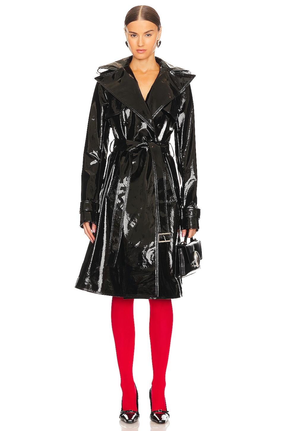 LaQuan Smith Patent Leather Trench Coat REVERSIBLE