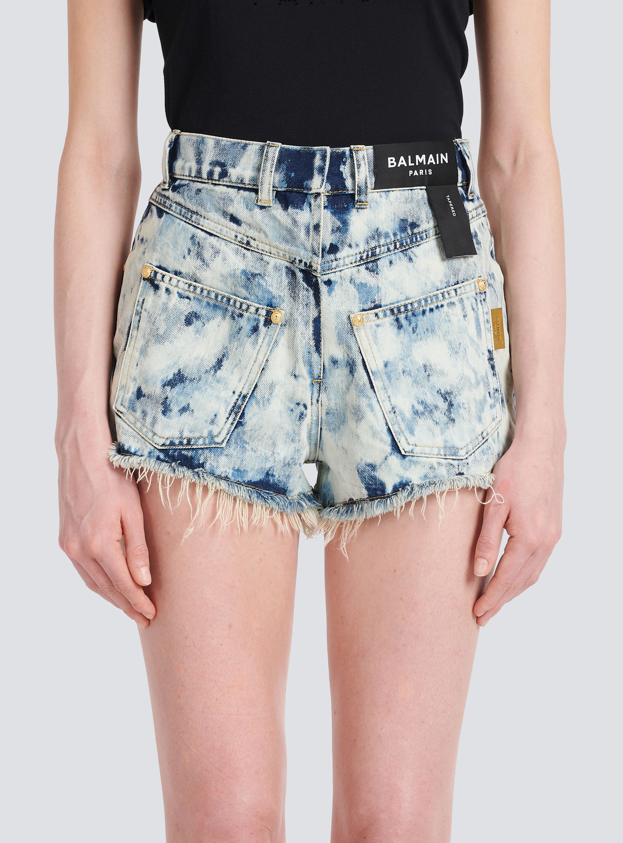 Faded denim reversed shorts - 6