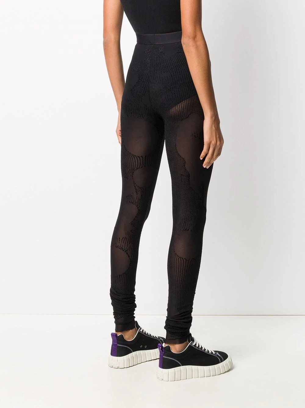 flock print mesh leggings - 4