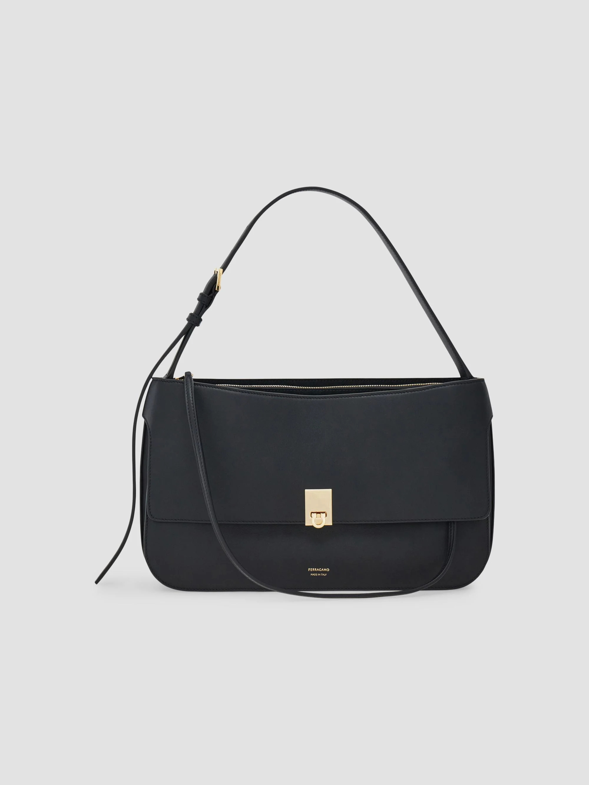 Women's Cara Medium Leather Shoulder Bag - Black - 1