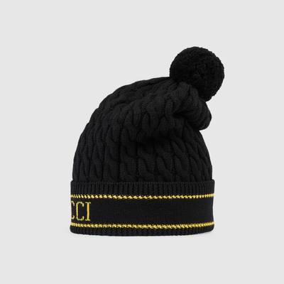 GUCCI Wool knit hat with pom-pom outlook