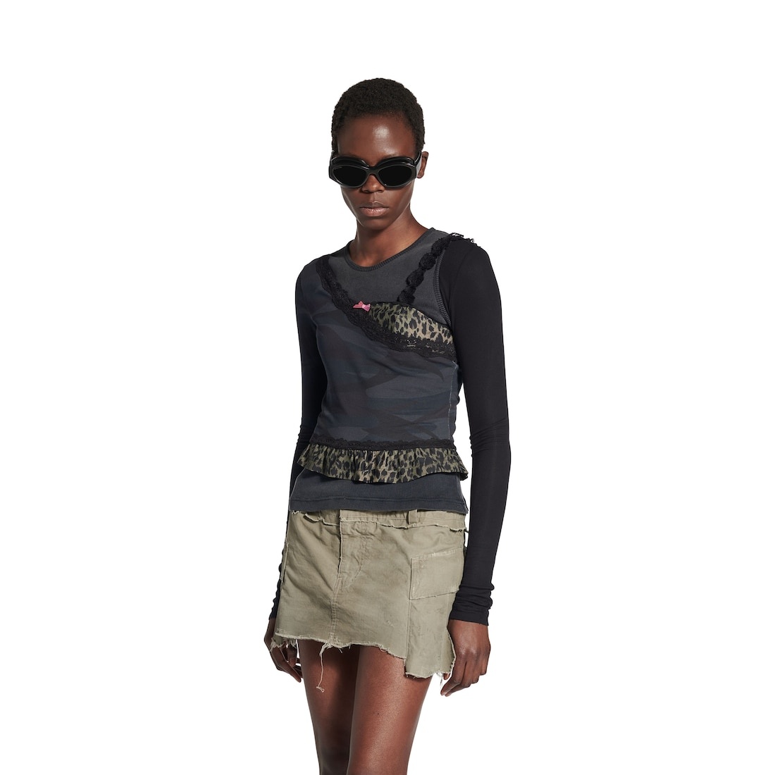 Women's Layered Asymmetric Top in Anthracite/black - 5