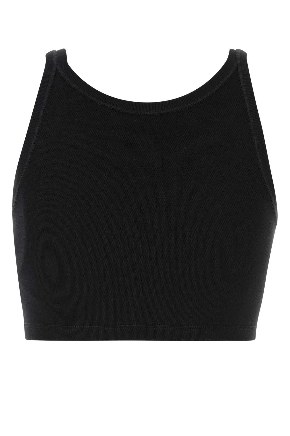 Palm Angels Women Black Piquet Top - 2
