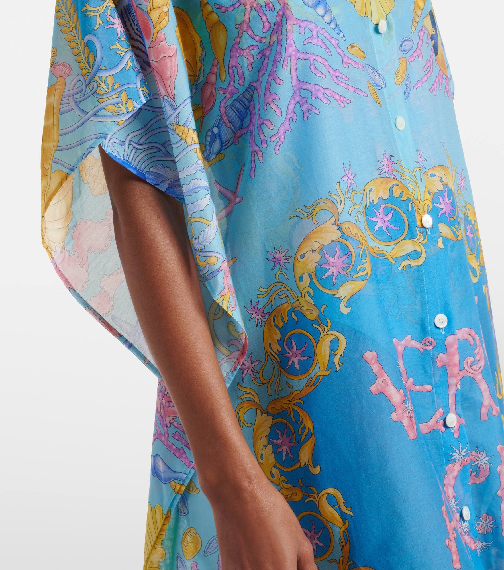 Underwater Barocco cotton and silk beach cover-up - 5